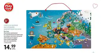 Lidl Carte du monde ou d'europe magnétique en bois play tive offre
