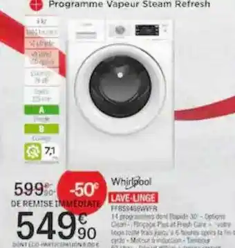 Extra Lave-linge whirlpool offre