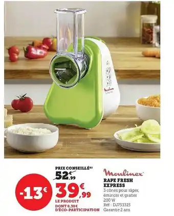 Hyper U Râpe fresh express moulinex offre