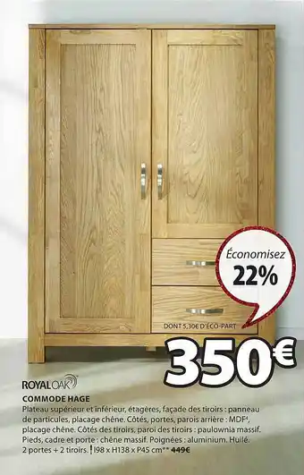JYSK Commode hage royaloak offre