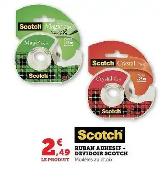 Hyper U Ruban adhésif + dévidoir scotch offre