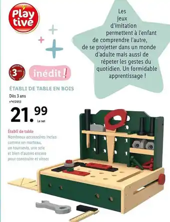 Lidl Établi de table en bois offre