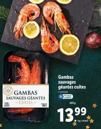Lidl Gambas sauvages géantes cuites offre
