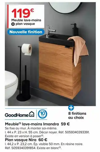Castorama Meuble lave-mains imandra + plan vasque nira goodhome offre
