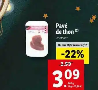 Lidl Pavé de thon offre