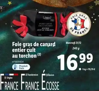 Lidl Foie gras de canard entier cuit au torchon offre