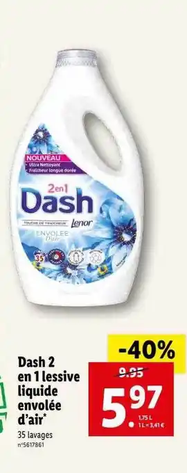Lidl Dash 2 en 1 lessive liquide envolée d'air offre