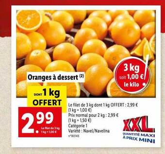 Lidl Oranges à dessert offre