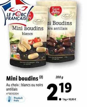 Lidl Mini boudins saint alby offre