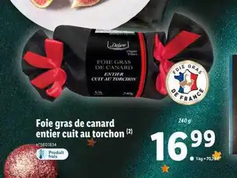 Lidl Foie gras de canard entier cuit au torchon deluxe offre