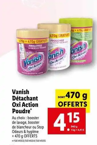 Lidl Vanish détachant oxi action poudre offre