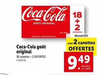Lidl Coca-cola goût original offre