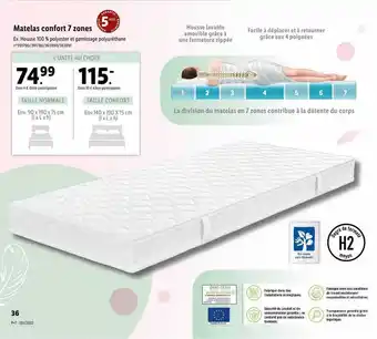 Lidl Matelas confort 7 zones offre