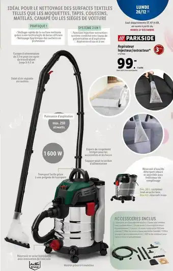 Lidl Aspirateur injecteur-extracteur parkside offre