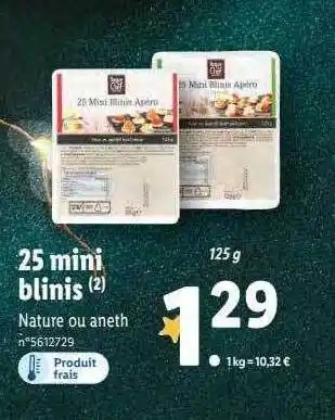 Lidl 25 mini blinis toque du chef offre
