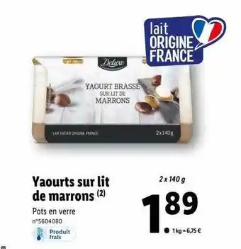 Lidl Yaourts sur lit de marrons deluxe offre