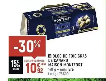 Spar Bloc de foie gras de canard maison montfort offre