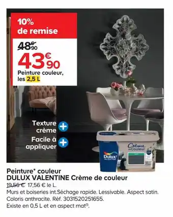 Castorama Peinture couleur dulux valentine crème de couleur offre