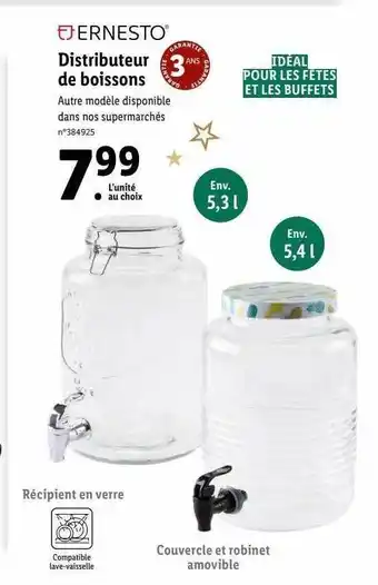 Lidl Distributeur de boissons ernesto offre