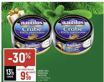 Spar Crabe 100% morceaux nautilus offre