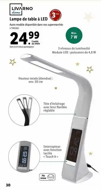 Lidl Lampe de table à led livarno home offre