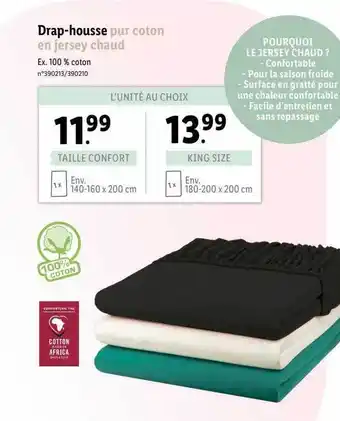 Lidl Drap-housse pur coton en jersey chaud offre