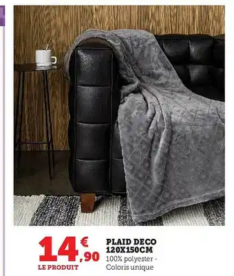 Hyper U Plaid déco 120 x 150 cm offre