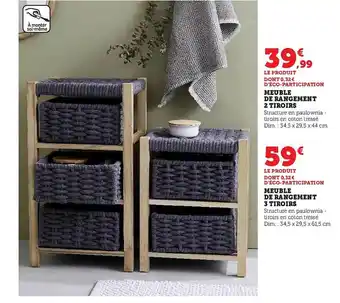 Hyper U Meuble de rangement 2 tiroirs, meuble de rangement 5 tiroirs offre