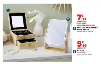 Hyper U Boîte de rangement pour bijou, miroir offre
