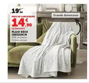 Hyper U Plaid déco 180 x 220 cm offre