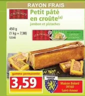 Norma Petit pâté en croûte jambon et pistaches le gastronome offre
