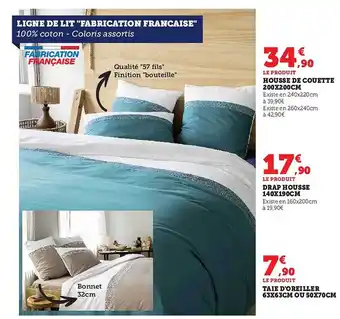 Hyper U Housse de couette 200 x 200 cm, drap housse 140 x 190 cm, taie d'oreiller 63 x 63 cm ou 50 x 70 cm offre