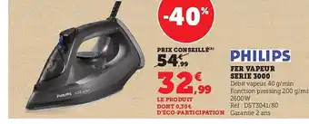Hyper U Fer vapeur série 3000 philips offre