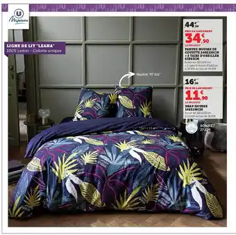 Hyper U Parure housse de couette 240 x 220 cm + 2 taies d'oreiller 63 x 63 cm u maison, drap housse 140 x 190 cm u maison offre