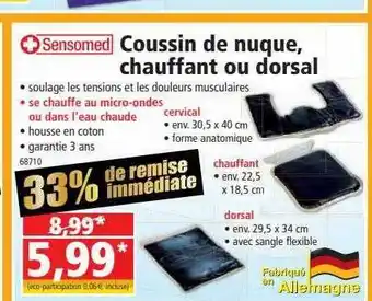 Norma Coussin de nuque, chauffant ou dorsal sensomed offre