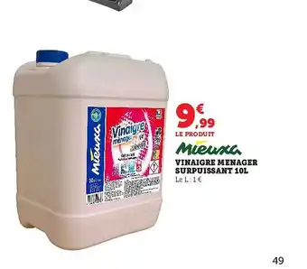 Hyper U Vinaigre ménager surpuissant 10l mieuxa offre