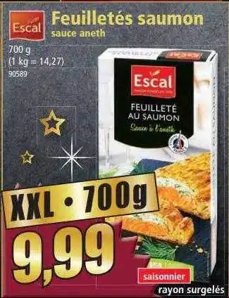 Feuilletés saumon sauce aneth escal