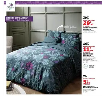 Hyper U Housse de couette 240 x 220 cm u maison, drap housse 140 x 190 cm u maison, taie d'oreiller 63 x 63 cm ou 50 x 70 cm u maison offre