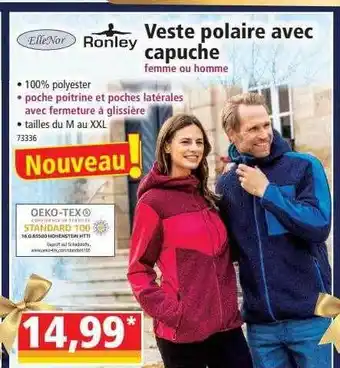 Norma Veste polaire avec capuche femme ou homme ellenor, ronley offre