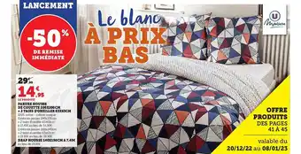 Hyper U Parure housse de couette 200 x 200 cm + 2 taies d'oreiller 63 x 63 cm u maison, drap housse 140 x 190 cm u maison offre