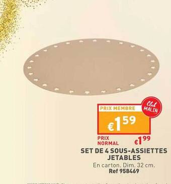 Trafic Set de 4 sous-assiettes jetables offre