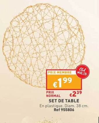 Trafic Set de table offre