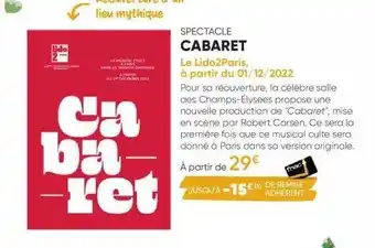 Fnac Spéctacle cabaret offre