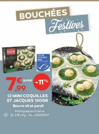 Cabesto 12 mini coquilles st jacques 150 gr offre