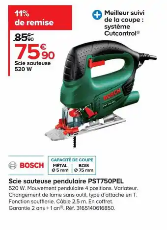 Castorama Scie sauteuse pendulaire 520 w bosch offre