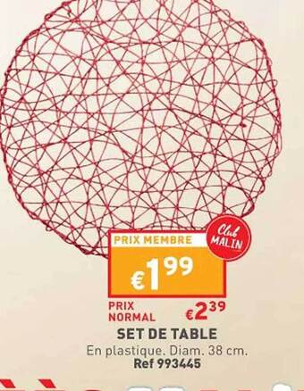 Trafic Set de table offre