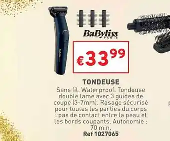 Trafic Tondeuse babyliss paris offre