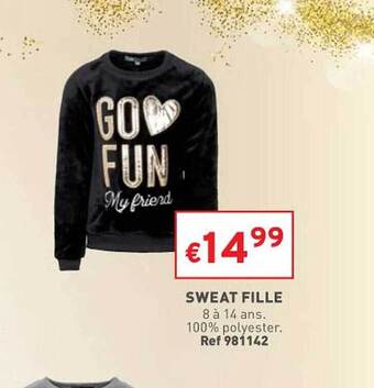 Trafic Sweat fille offre