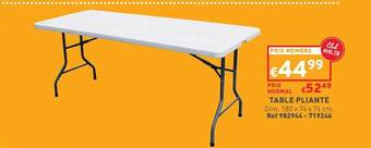 Trafic Table pliante offre
