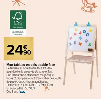 Carrefour Market Mon tableau en bois double face offre